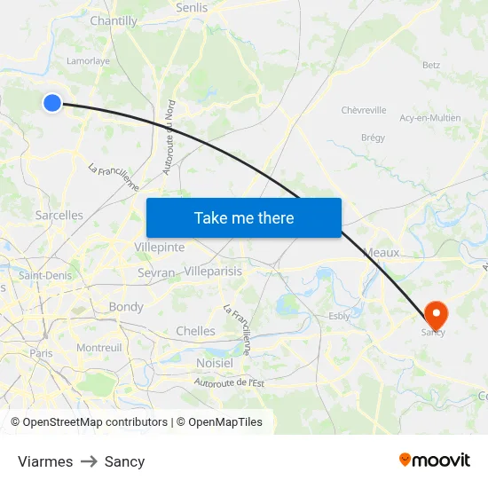 Viarmes to Sancy map