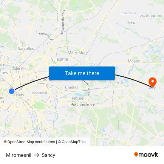 Miromesnil to Sancy map