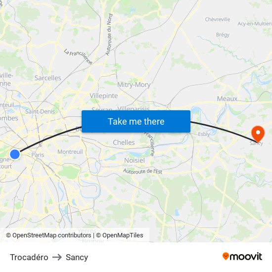 Trocadéro to Sancy map