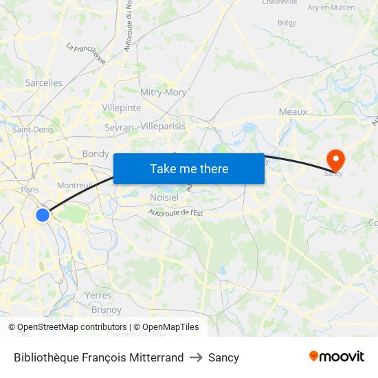 Bibliothèque François Mitterrand to Sancy map