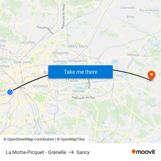 La Motte-Picquet - Grenelle to Sancy map