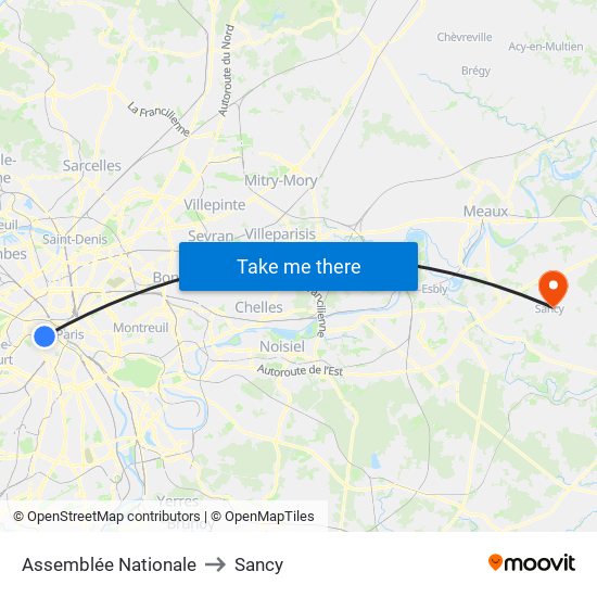 Assemblée Nationale to Sancy map
