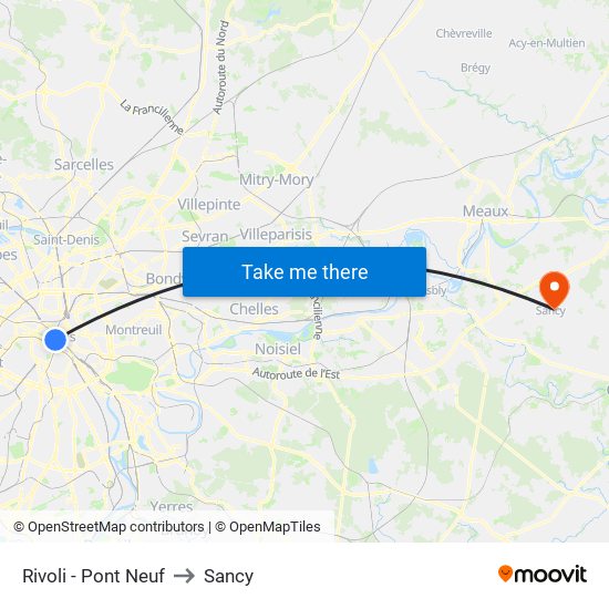 Rivoli - Pont Neuf to Sancy map