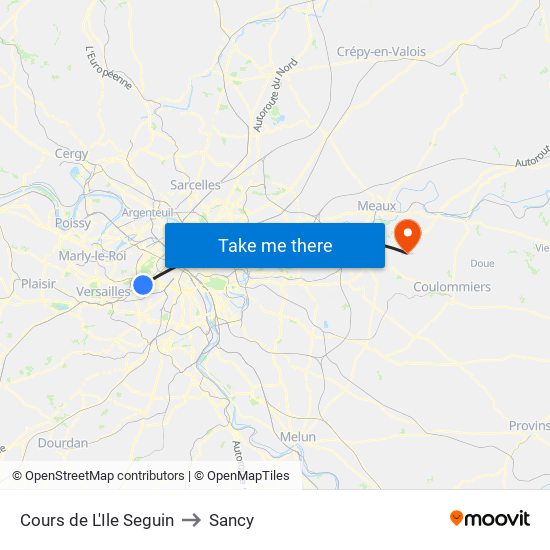 Cours de L'Ile Seguin to Sancy map