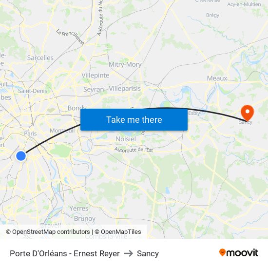 Porte D'Orléans - Ernest Reyer to Sancy map