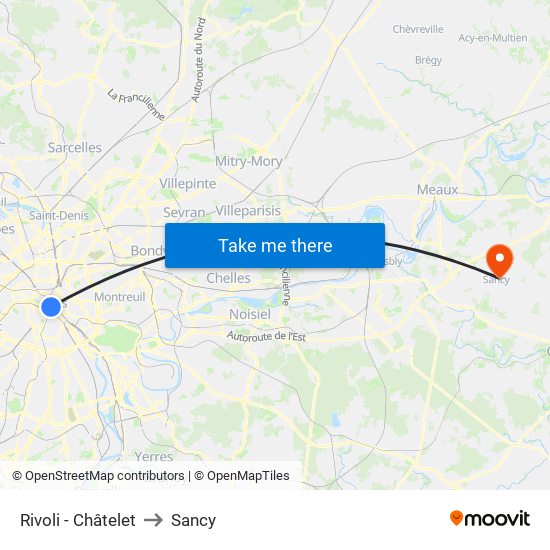 Rivoli - Châtelet to Sancy map