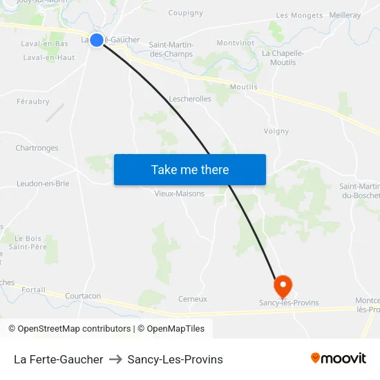 La Ferte-Gaucher to Sancy-Les-Provins map