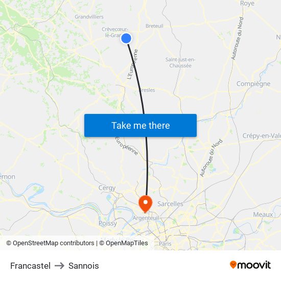 Francastel to Sannois map