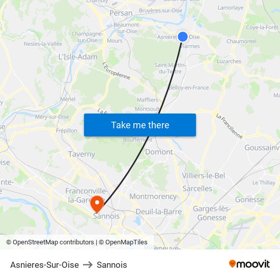 Asnieres-Sur-Oise to Sannois map