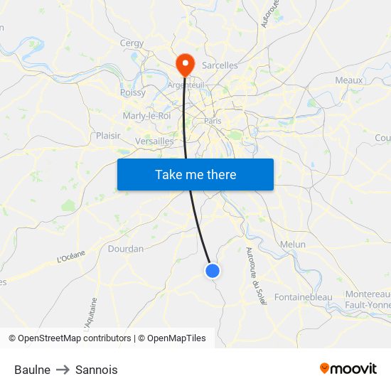 Baulne to Sannois map