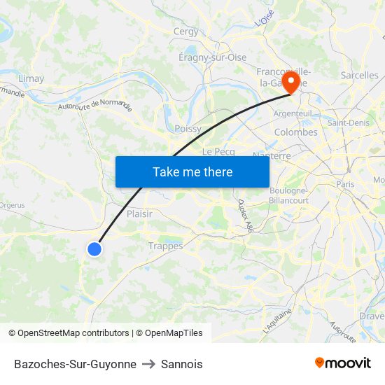 Bazoches-Sur-Guyonne to Sannois map