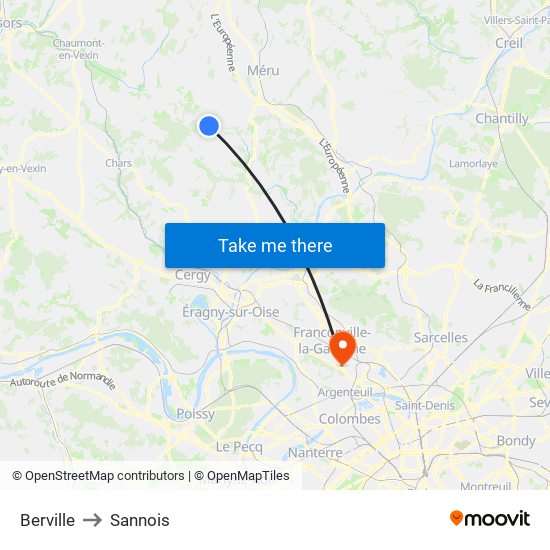 Berville to Sannois map