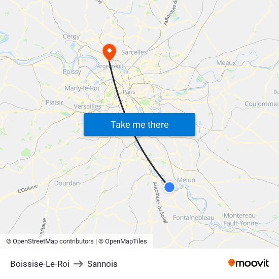 Boissise-Le-Roi to Sannois map