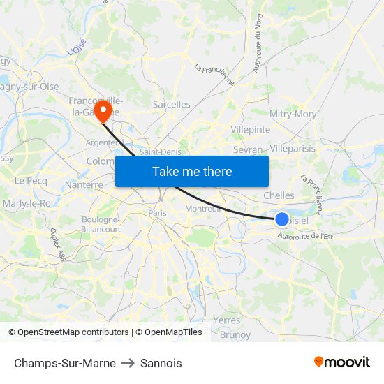 Champs-Sur-Marne to Sannois map