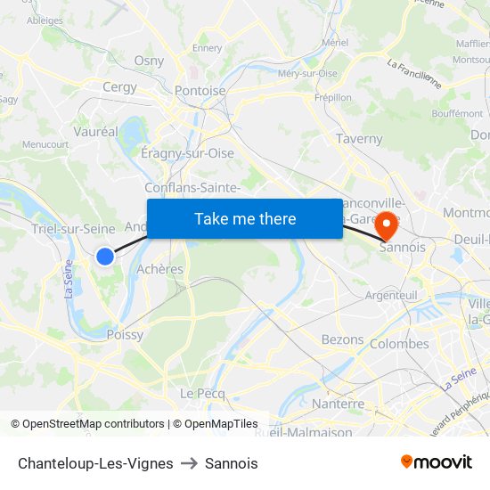 Chanteloup-Les-Vignes to Sannois map
