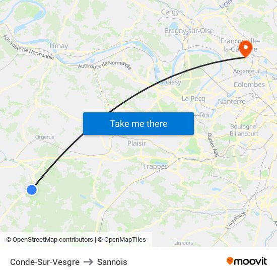 Conde-Sur-Vesgre to Sannois map