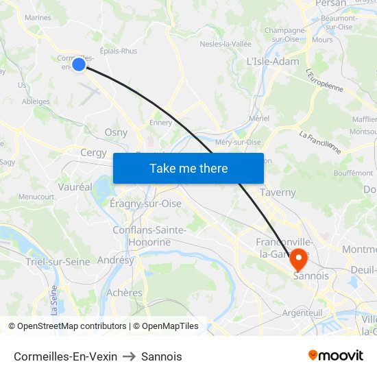 Cormeilles-En-Vexin to Sannois map