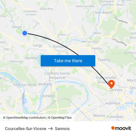 Courcelles-Sur-Viosne to Sannois map