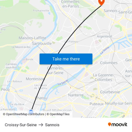 Croissy-Sur-Seine to Sannois map