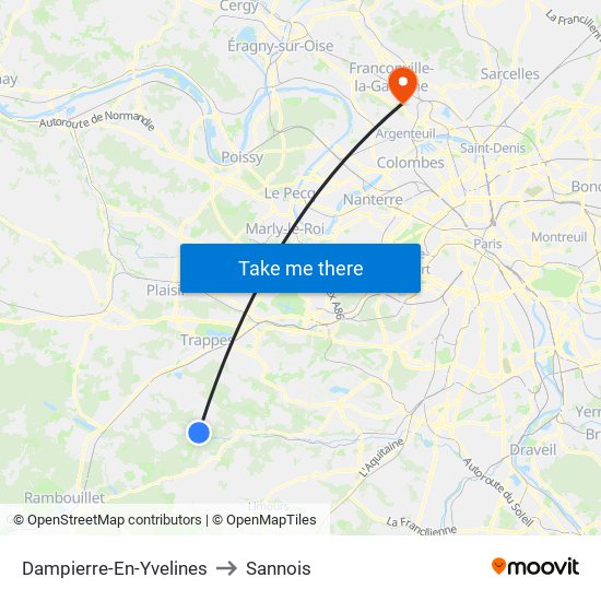 Dampierre-En-Yvelines to Sannois map