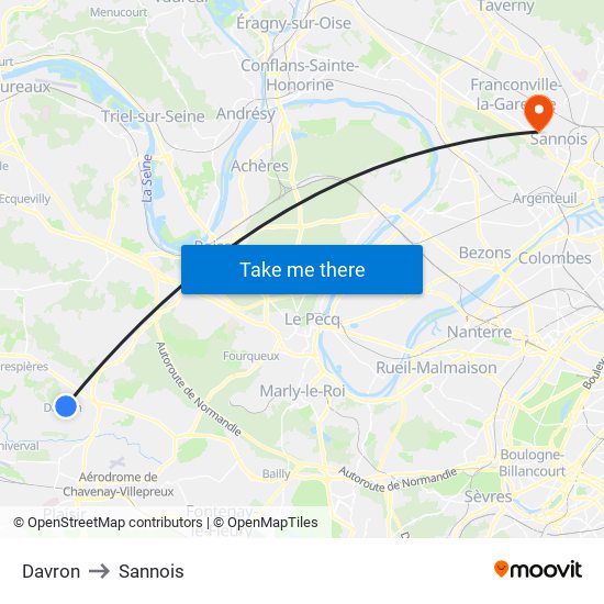 Davron to Sannois map