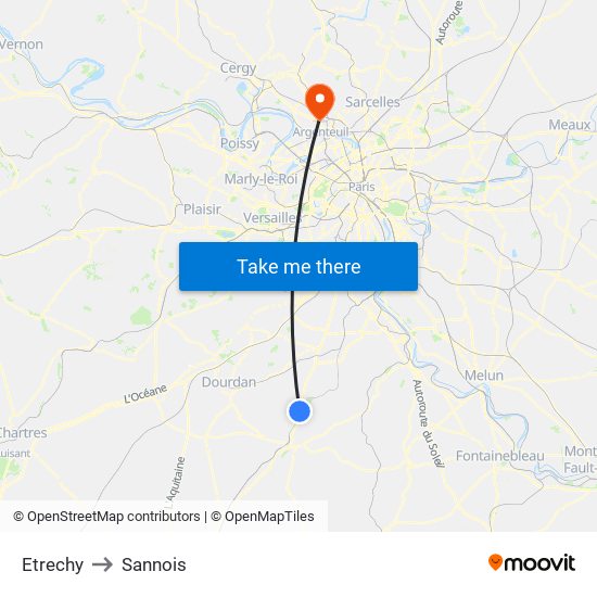 Etrechy to Sannois map