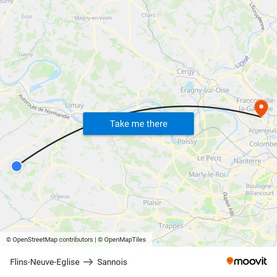 Flins-Neuve-Eglise to Sannois map