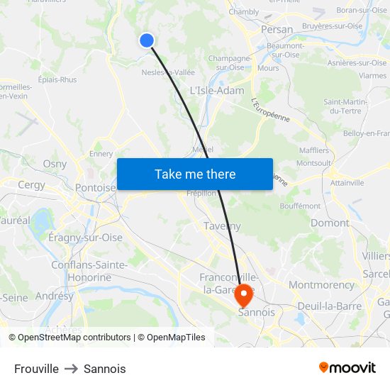 Frouville to Sannois map