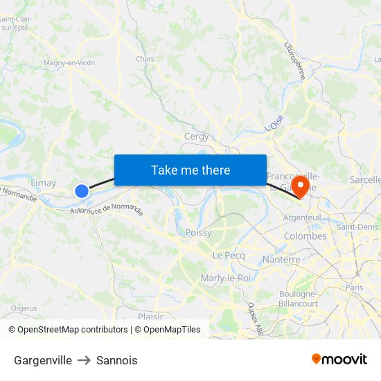 Gargenville to Sannois map