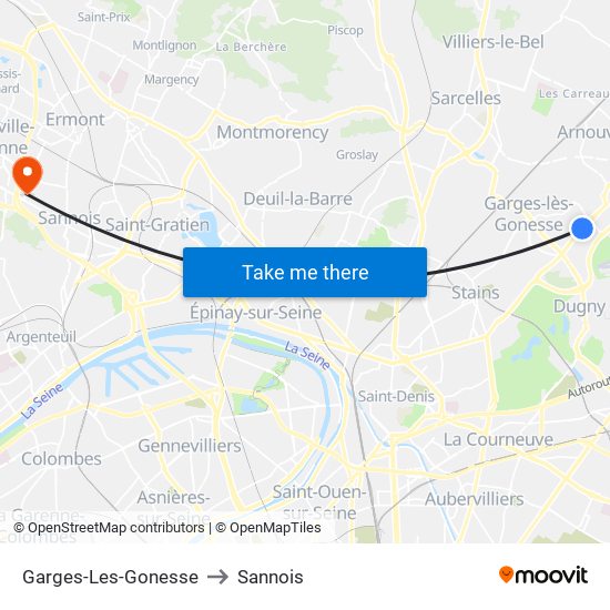 Garges-Les-Gonesse to Sannois map
