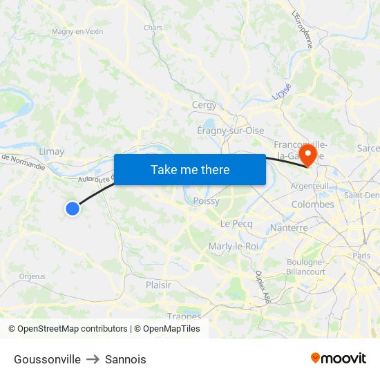 Goussonville to Sannois map