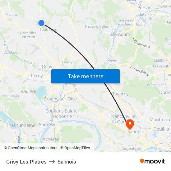 Grisy-Les-Platres to Sannois map