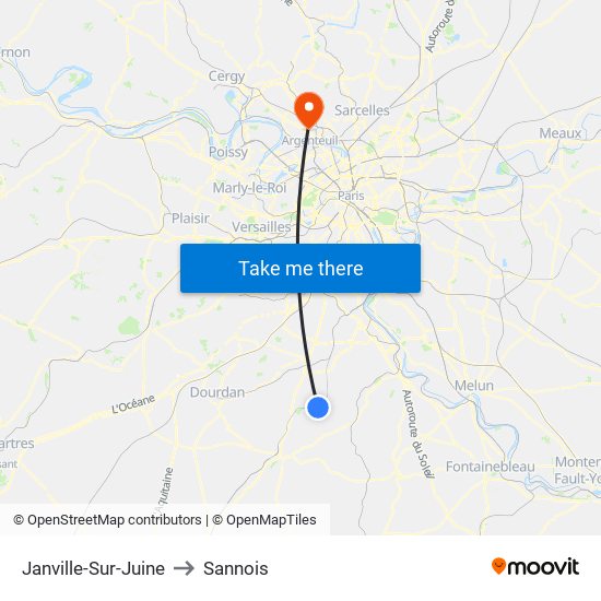 Janville-Sur-Juine to Sannois map