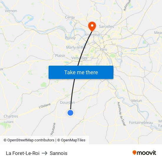 La Foret-Le-Roi to Sannois map