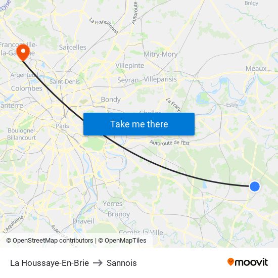 La Houssaye-En-Brie to Sannois map