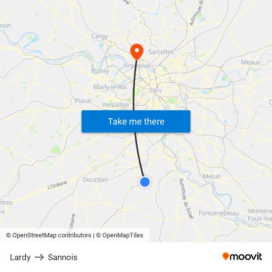 Lardy to Sannois map