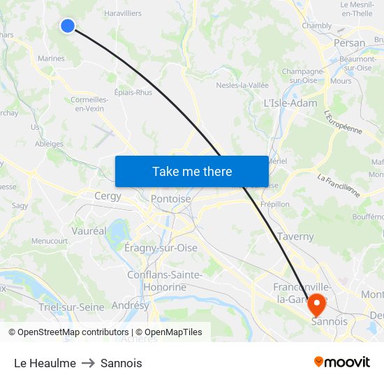 Le Heaulme to Sannois map
