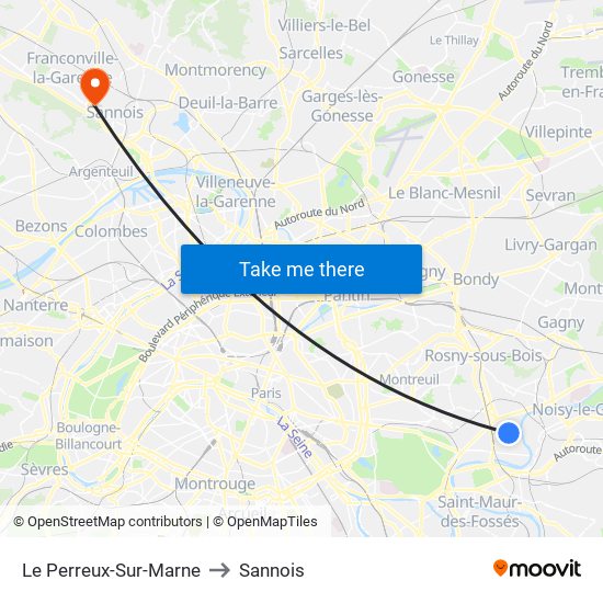 Le Perreux-Sur-Marne to Sannois map