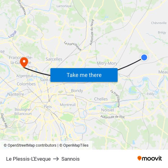 Le Plessis-L'Eveque to Sannois map