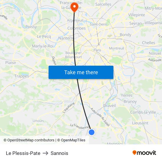 Le Plessis-Pate to Sannois map