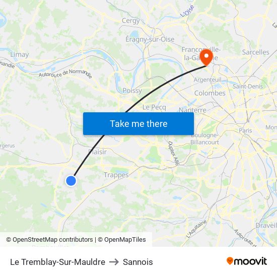 Le Tremblay-Sur-Mauldre to Sannois map