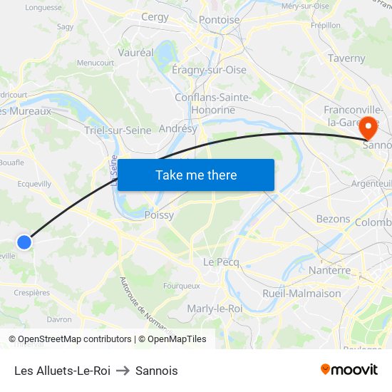 Les Alluets-Le-Roi to Sannois map