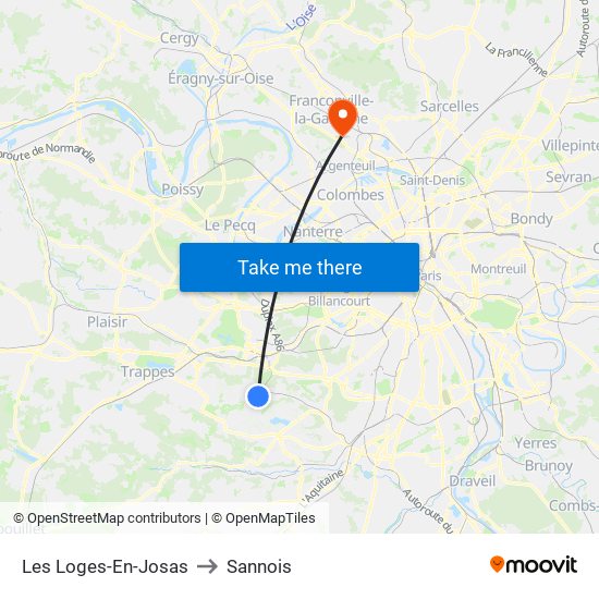Les Loges-En-Josas to Sannois map