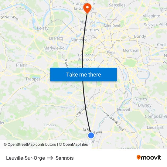 Leuville-Sur-Orge to Sannois map