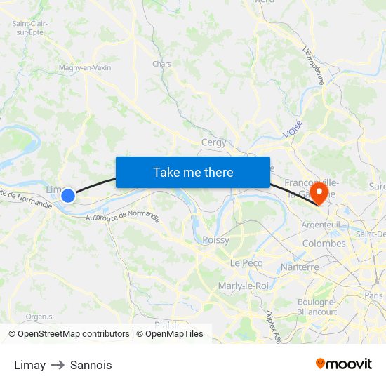 Limay to Sannois map