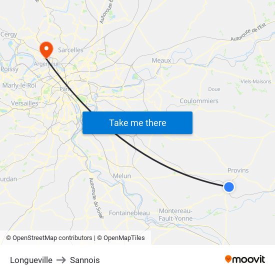 Longueville to Sannois map