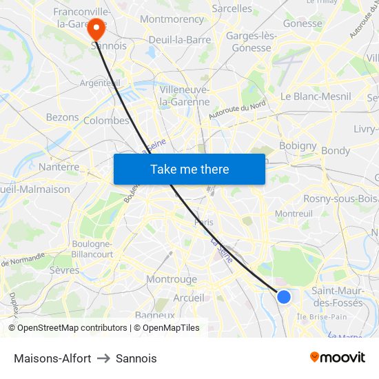 Maisons-Alfort to Sannois map