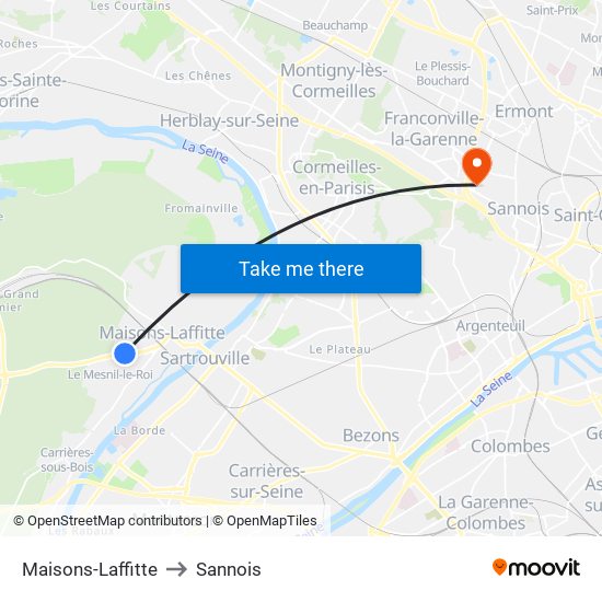 Maisons-Laffitte to Sannois map