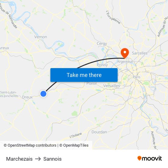 Marchezais to Sannois map
