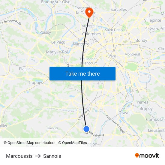 Marcoussis to Sannois map